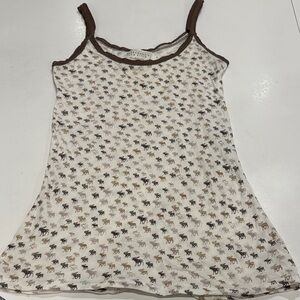 Abercrombie & Fitch Brown and Cream Reindeer Sleeveless Print Top Junior L